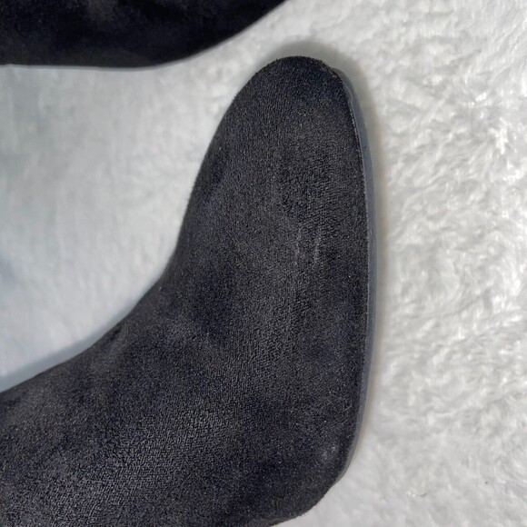New Directions Belk Hollis Stretch Tie Sock Booties Black Suede Boot Women's 8.5 - Picture 10 of 11